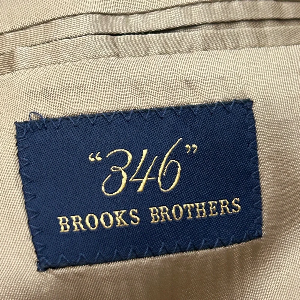 Brooks Brothers‎ 346 Blazer 42R Tan Blue Houndstooth 100% Wool Sport Coat